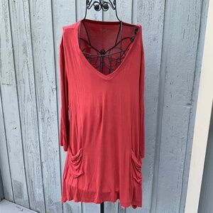 LOGO by Lori Goldstein Salmon Colored Pocket Tunic (Size L)